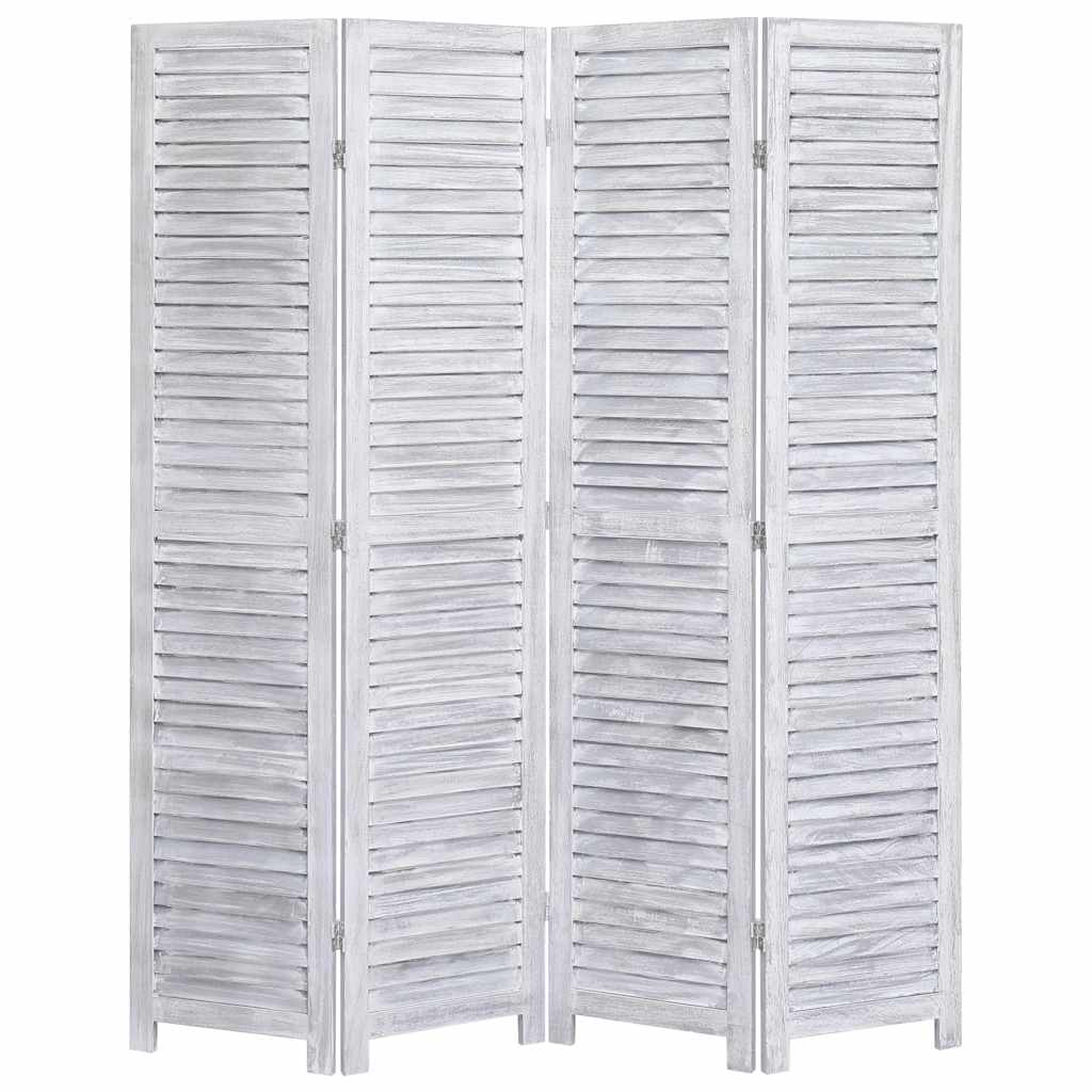 4-Panel Room Divider Grey 140x165 cm Wood