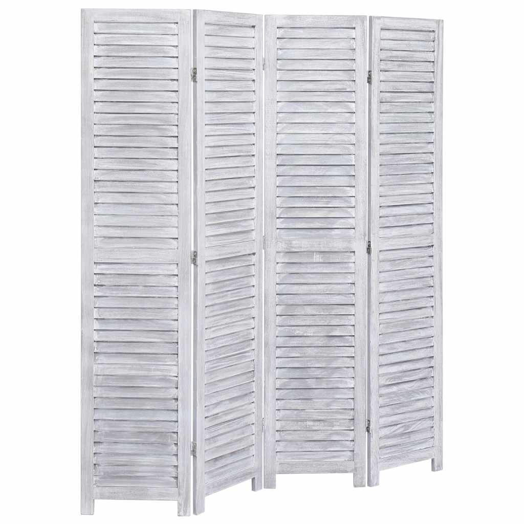 4-Panel Room Divider Grey 140x165 cm Wood
