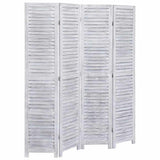 4-Panel Room Divider Grey 140x165 cm Wood