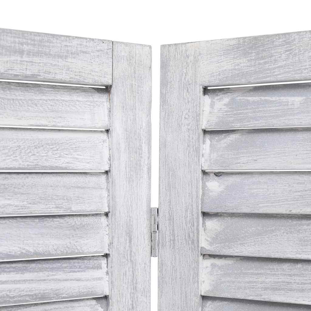 4-Panel Room Divider Grey 140x165 cm Wood