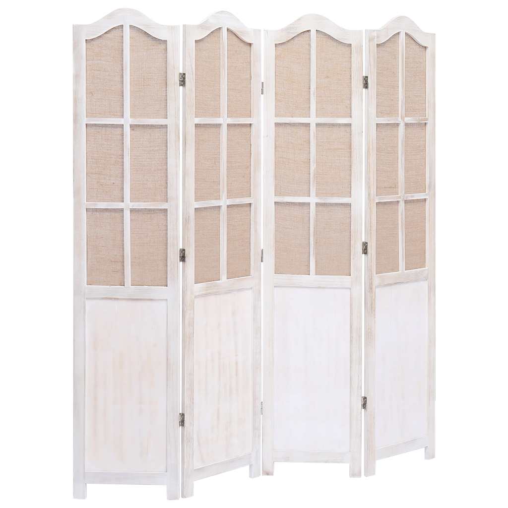 4-Panel Room Divider White 140x165 cm Fabric