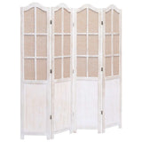 4-Panel Room Divider White 140x165 cm Fabric - Front View