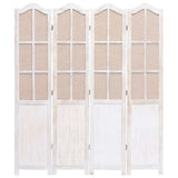 4-Panel Room Divider White 140x165 cm Fabric - Side View