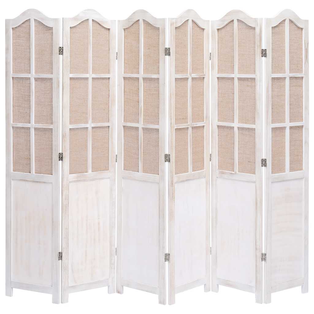 6-Panel Room Divider White 210x165 cm Fabric