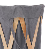 Folding Laundry Basket Grey Wood and Fabric - Top-Down View