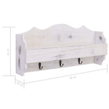 Wall Mounted Coat Rack White 50x10x23 cm Wood - Close-Up Angle
