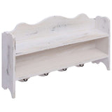 Wall Mounted Coat Rack White 50x10x30 cm Wood - Front View