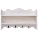 Wall Mounted Coat Rack White 50x10x30 cm Wood - Side View