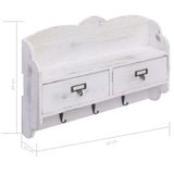 Wall Mounted Coat Rack White 50x10x34 cm Wood - Low Angle