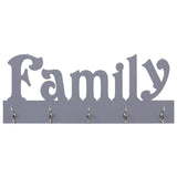 Wall Mounted Coat Rack FAMILY Grey 74x29.5 cm - Front View