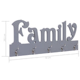 Wall Mounted Coat Rack FAMILY Grey 74x29.5 cm - Rear View