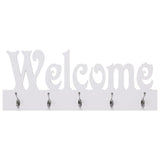 Wall Mounted Coat Rack WELCOME White 74x29.5 cm - Front View
