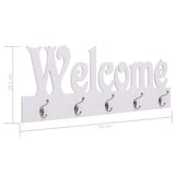 Wall Mounted Coat Rack WELCOME White 74x29.5 cm - Rear View