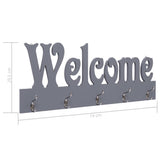 Wall Mounted Coat Rack WELCOME Grey 74x29.5 cm - Rear View