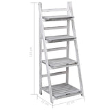 4-Tier Plant Stand Grey 43x33x113 cm Wood - Close-Up Angle