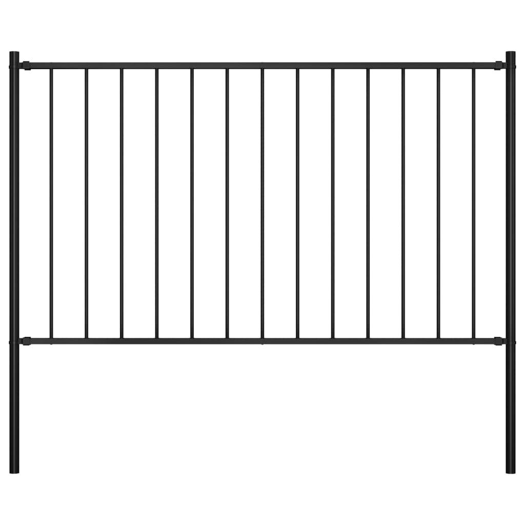 Fence Panel Woerden with Posts Steel 1.7x1 m Black