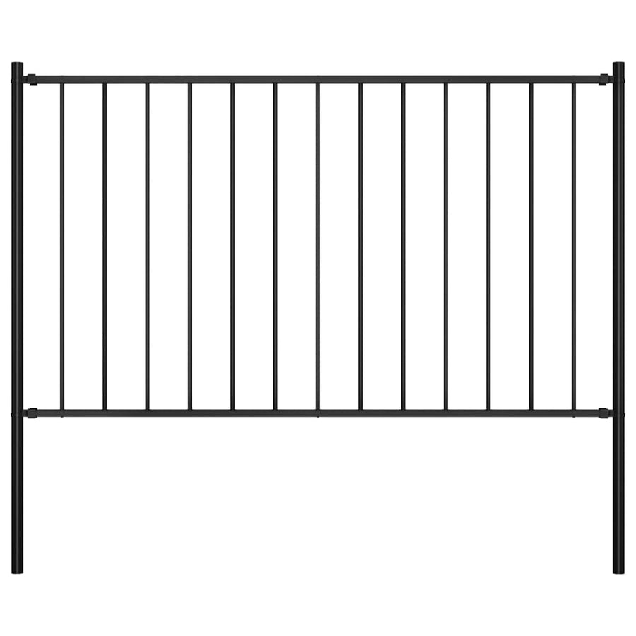 Fence Panel Woerden with Posts Steel 1.7x1 m Black