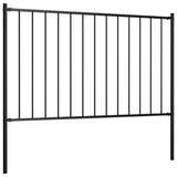 Fence Panel with Posts Powder-coated Steel 1.81x1.25 m Black - Front View