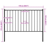 Fence Panel with Posts Powder-coated Steel 1.81x1.25 m Black - Top-Down View