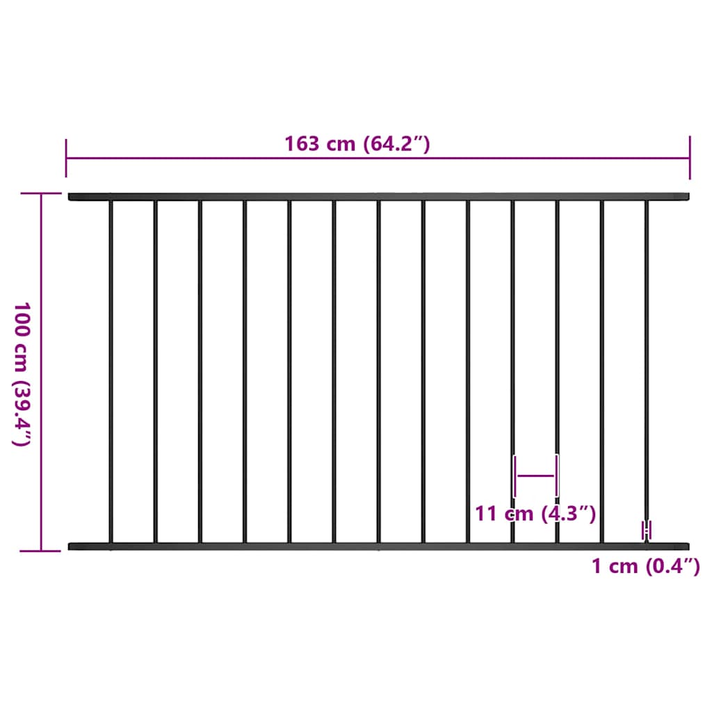 Fence Panel Woerden Powder-coated Steel 1.7x1 m Black