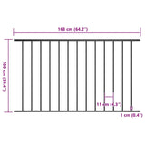 Fence Panel Powder-coated Steel 1.63x1 m Black - Top-Down View