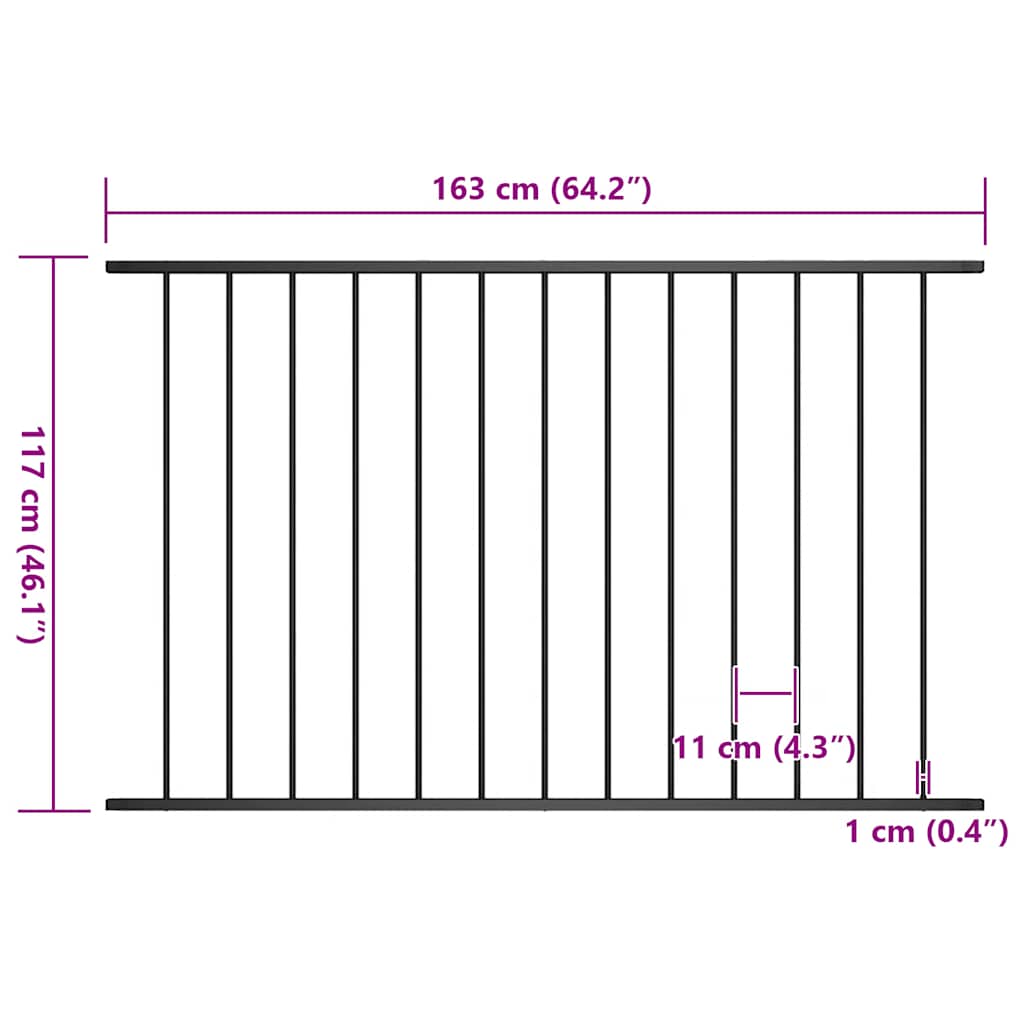 Fence Panel Woerden Powder-coated Steel 1.7x1.17 m Black