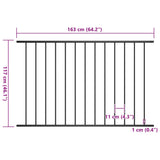 Fence Panel Powder-coated Steel 1.63x1.25 m Black - Top-Down View