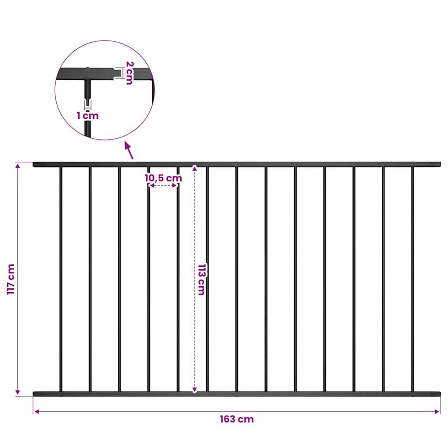 Fence Panel "Woerden" Powder-coated Steel 163x117 cm Black