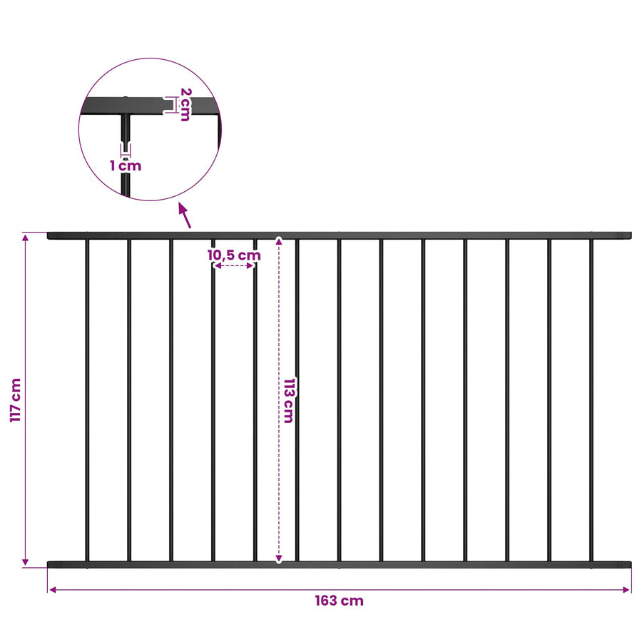 Fence Panel "Woerden" Powder-coated Steel 163x117 cm Black