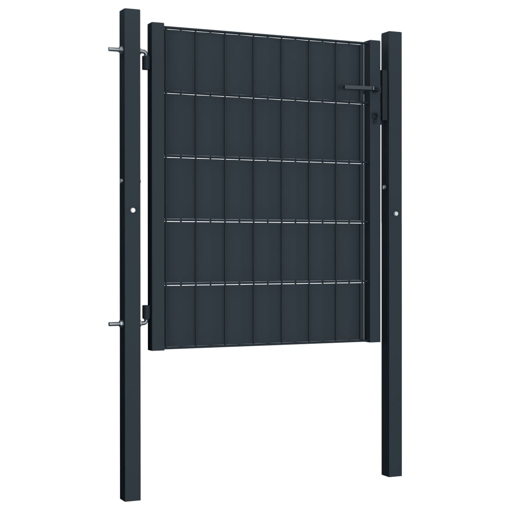 Fence Gate PVC and Steel 100x100 cm Anthracite
