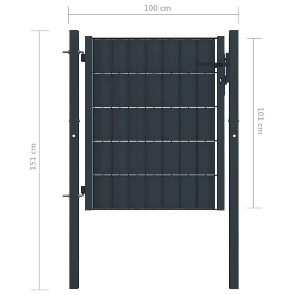 Fence Gate PVC and Steel 100x100 cm Anthracite