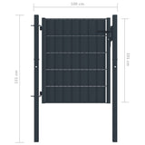 Fence Gate PVC and Steel 100x100 cm Anthracite - Top-Down View