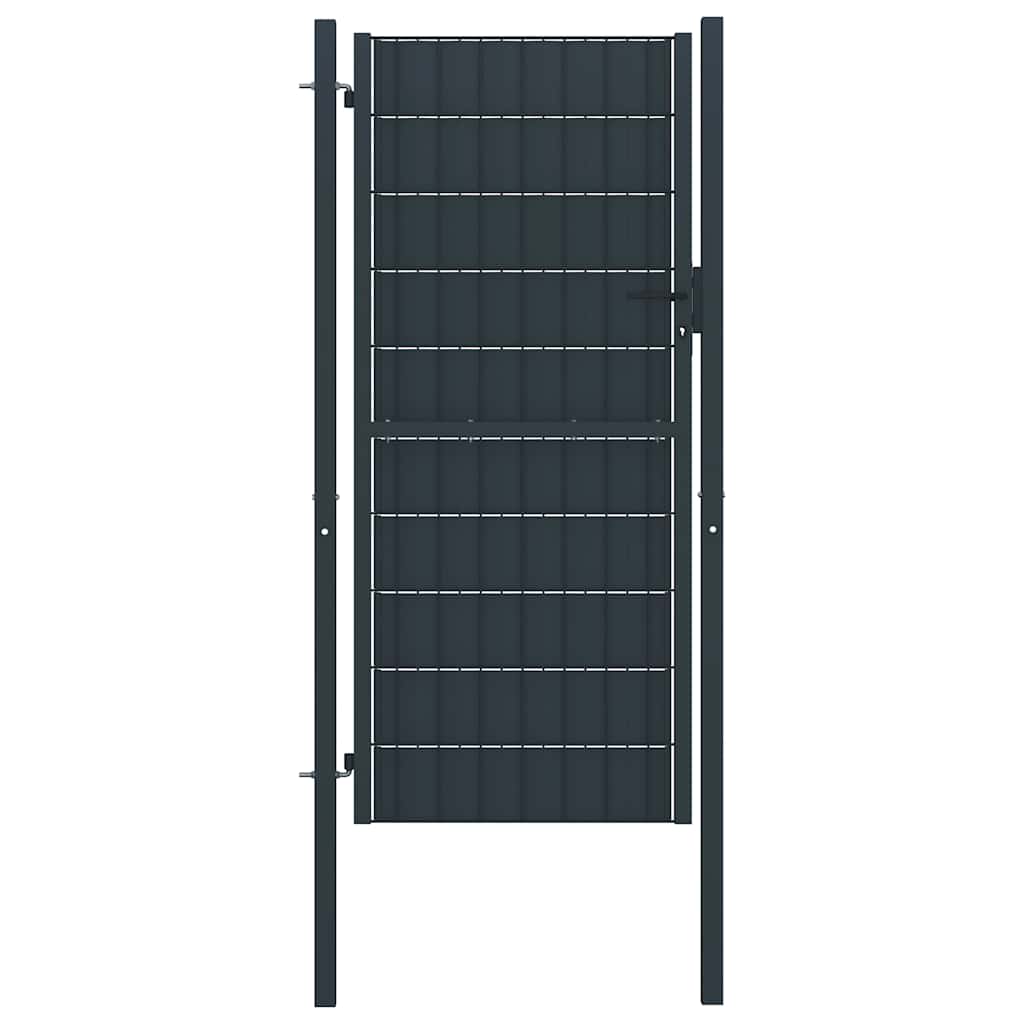 Fence Gate PVC and Steel 100x204 cm Anthracite