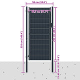 Fence Gate PVC and Steel 100x204 cm Anthracite - Top-Down View
