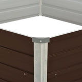 Raised Garden Bed Brown 129x129x46 cm Galvanised Steel - Top-Down View