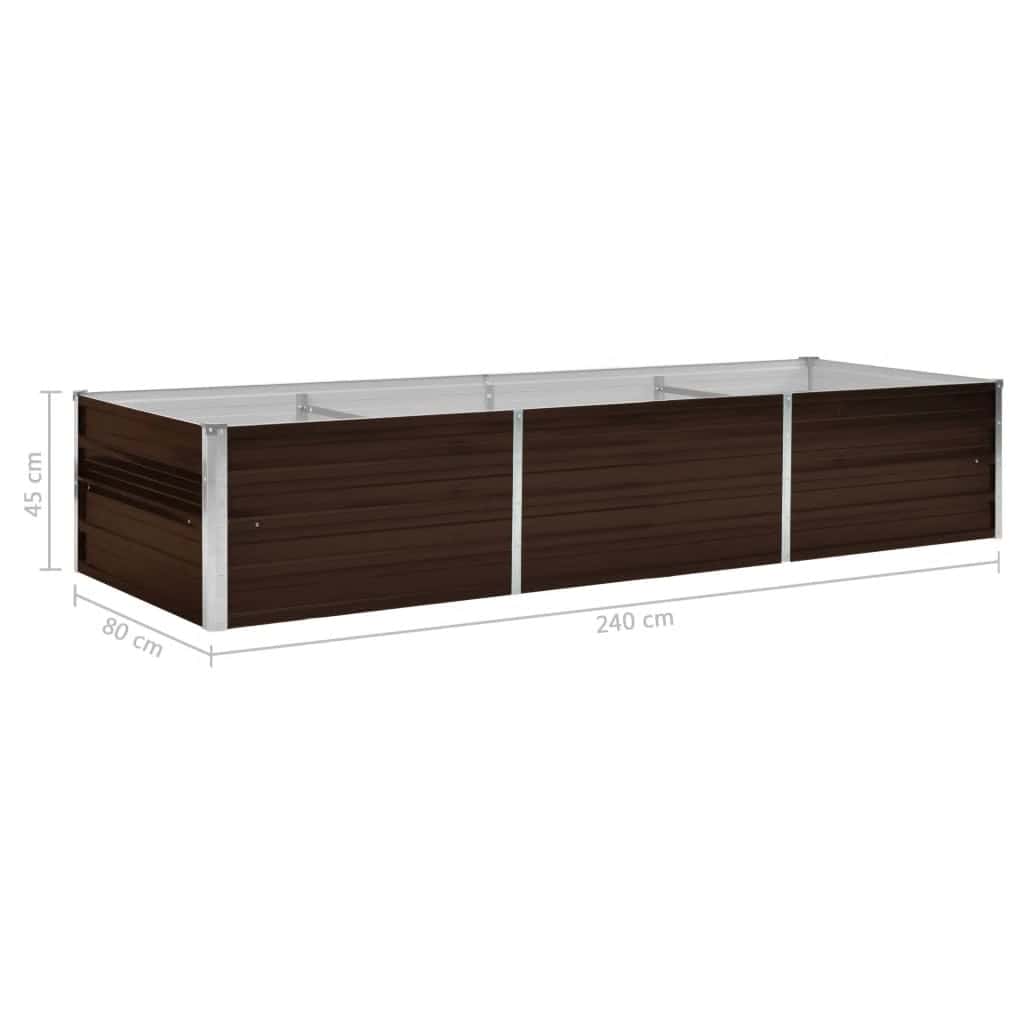 Garden Raised Bed Brown 240x80x45 cm Galvanised Steel