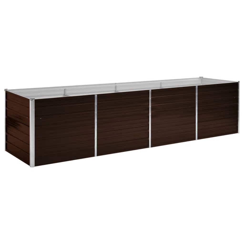 Garden Raised Bed Brown 320x80x77 cm Galvanised Steel