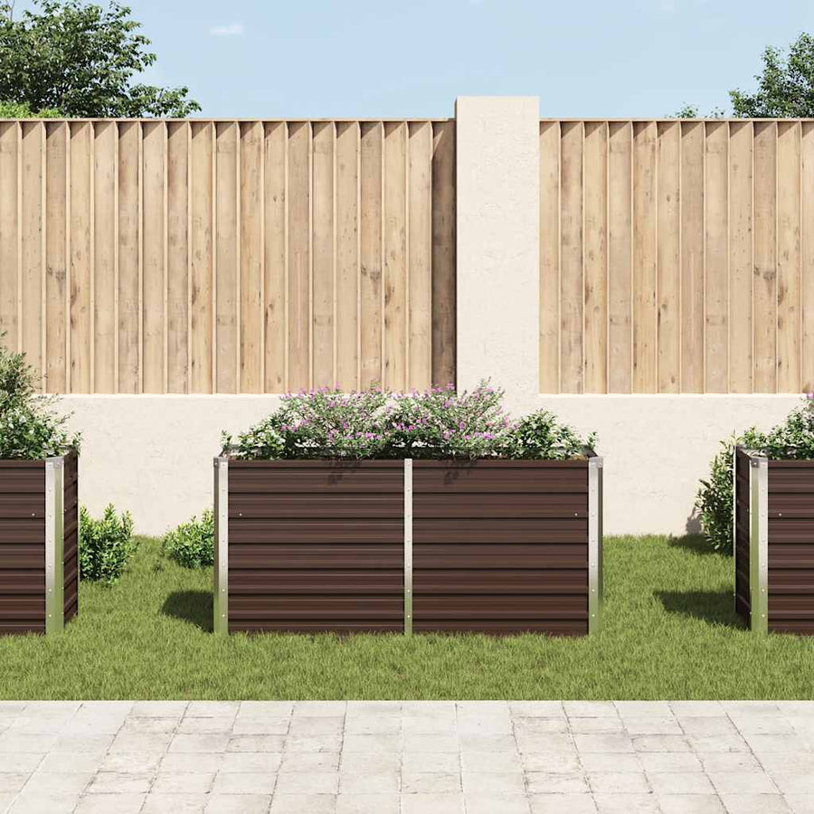 Garden Raised Bed Brown 160x40x77 cm Galvanised Steel