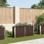 Garden Raised Bed Brown 160x40x77 cm Galvanised Steel