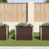 Garden Raised Bed Brown 100x40x77 cm Galvanised Steel - Side View