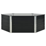 Raised Garden Bed Anthracite 129x129x45 cm Galvanised Steel - Front View