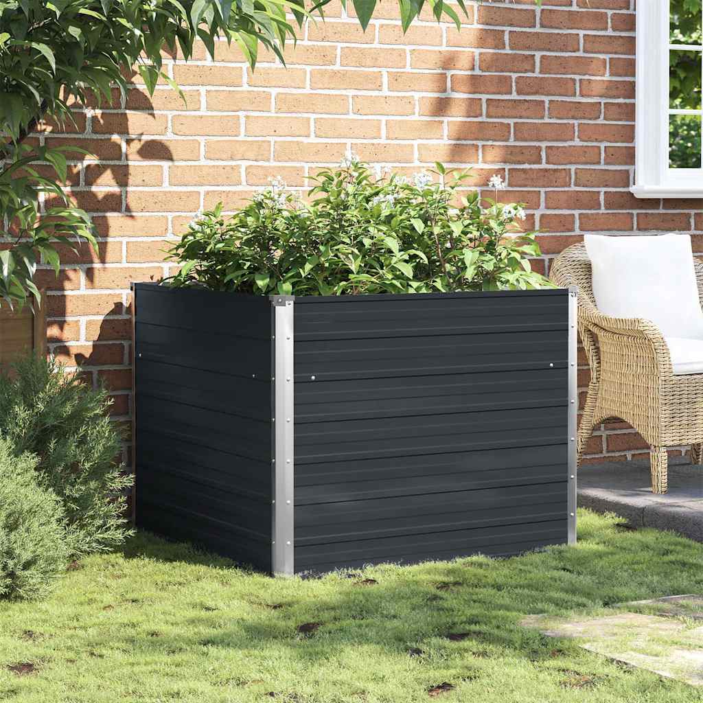 Raised Garden Bed Anthracite 100x100x77 cm Galvanised Steel