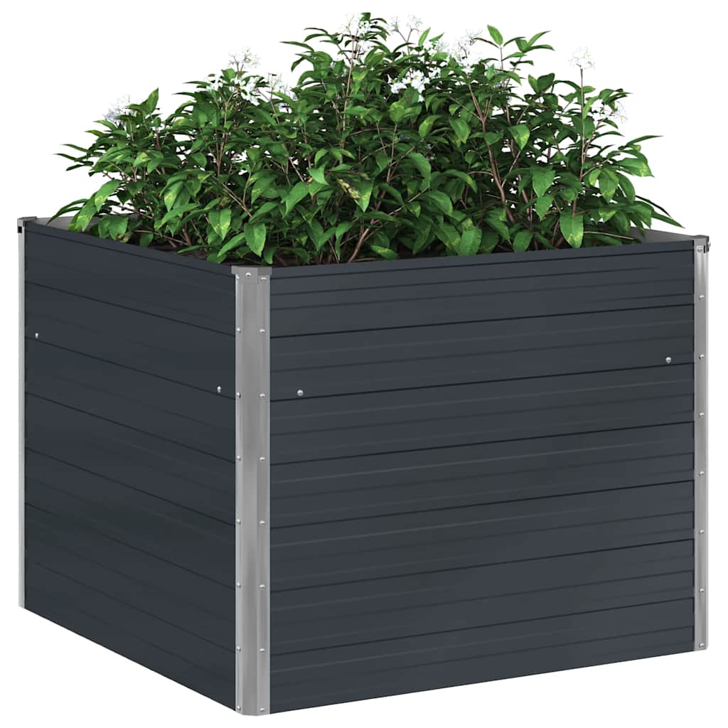 Raised Garden Bed Anthracite 100x100x77 cm Galvanised Steel