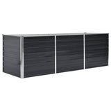 Garden Raised Bed Anthracite 240x80x77 cm Galvanised Steel - Front View