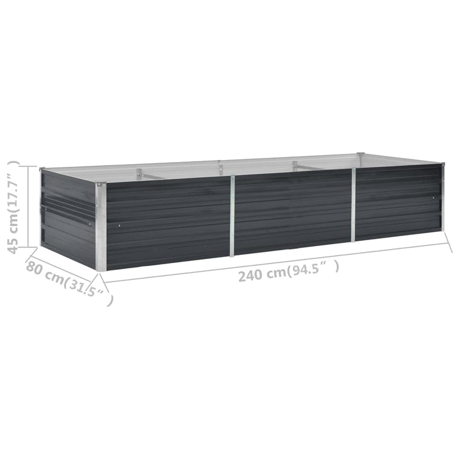 Garden Raised Bed Anthracite 240x80x45 cm Galvanised Steel