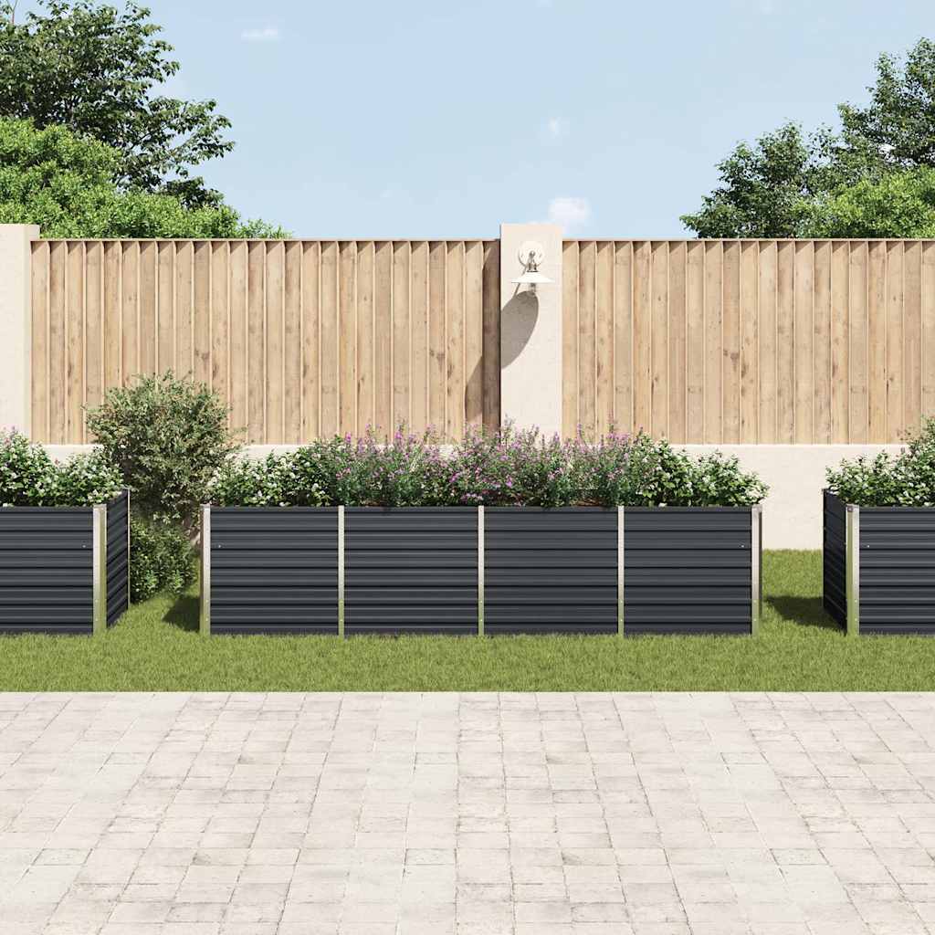 Garden Raised Bed Anthracite 320x80x77 cm Galvanised Steel