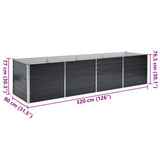 Garden Raised Bed Anthracite 320x80x77 cm Galvanised Steel