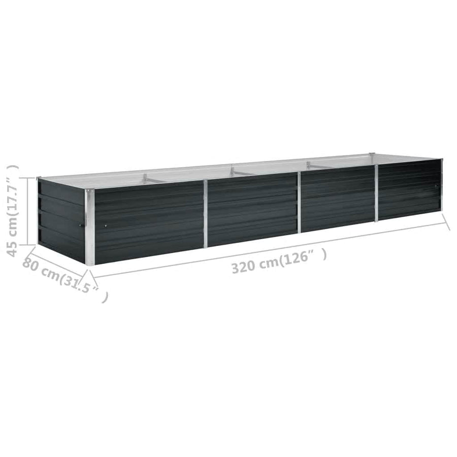 Garden Raised Bed Anthracite 320x80x45 cm Galvanised Steel
