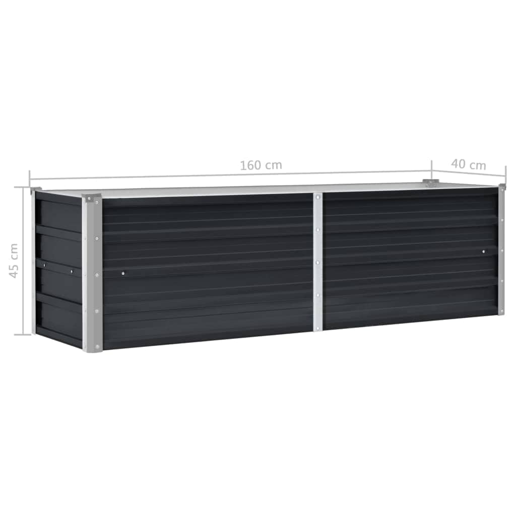 Garden Raised Bed Anthracite 160x40x45 cm Galvanised Steel