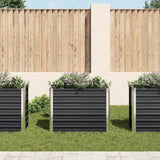Garden Raised Bed Anthracite 100x40x77 cm Galvanised Steel - Side View